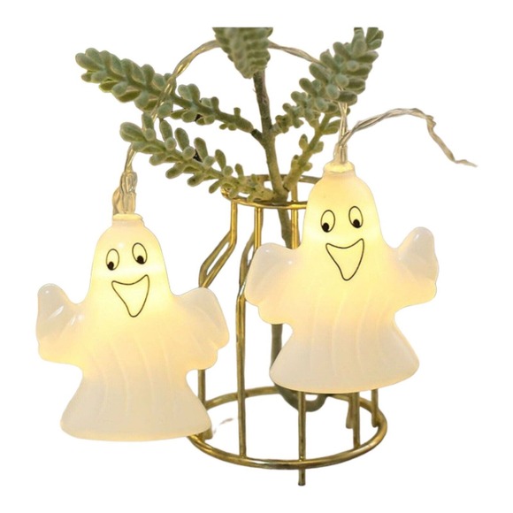 Decor Halloween Ghost Light 16.4 ft 30 LED Spooky Light Outdoor String Lamp X2 - Picture 2 of 4